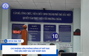 Chi nhánh Văn phòng đăng ký đất đai Thủ Dầu Một sau sáp nhập 2025